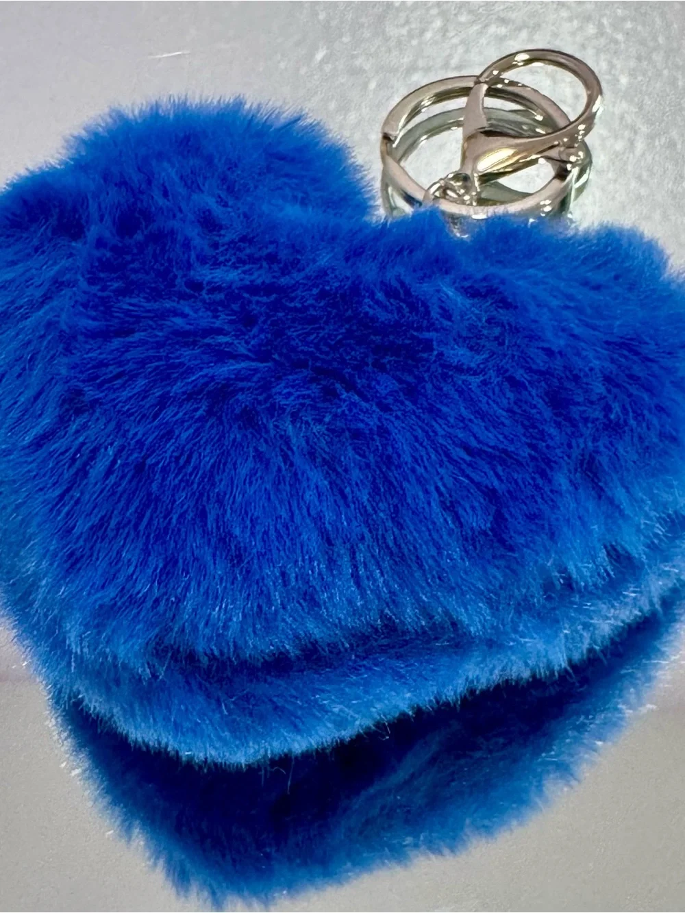 New Royal Blue Faux Fur Fluffy Heart